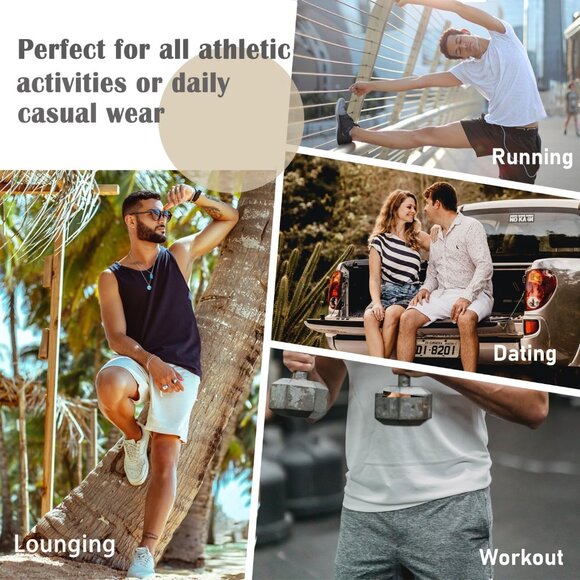 Mens Tan 5.5 Inch Sweat Shorts Mens Linen Shorts 5 Inch Inseam Cotton Shorts - Picture 4 of 5